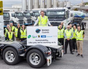 RHINO and partner representatives celebrating Toitū Envirocare verified carbon footprint for recycled mudguards.