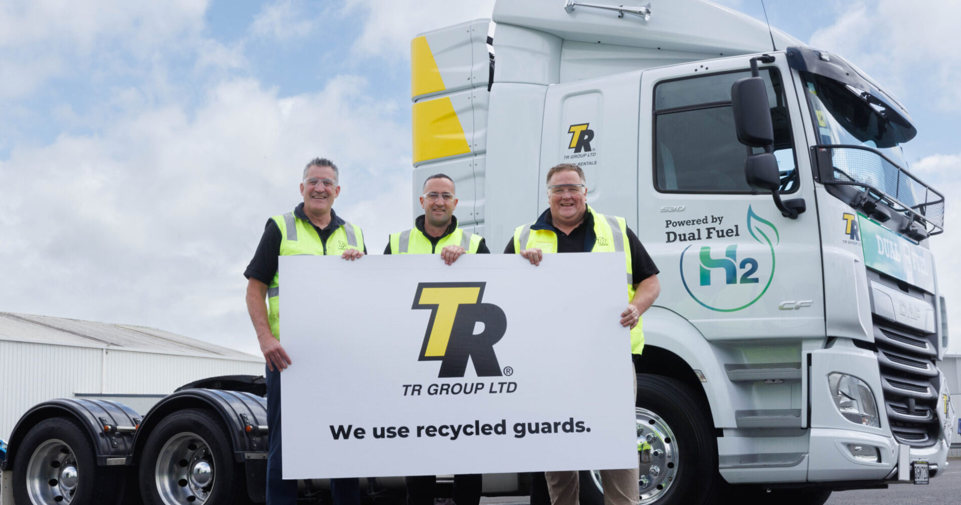 TR Group dual-fuel truck fitted with RHINO recycled mudguards.